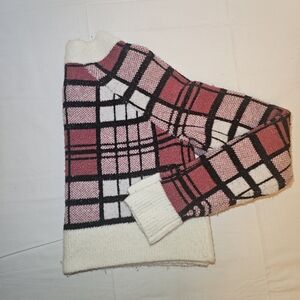 Altar'd State Pink and Black Checkered Sweater